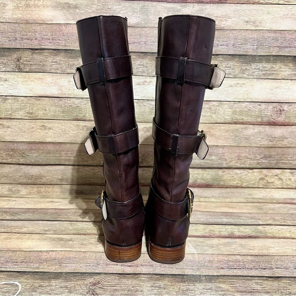 Coach Brown Leather Jordan Tripple Strap Boots - Picture 9 of 9